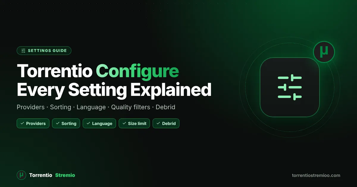 Torrentio configure page settings explained